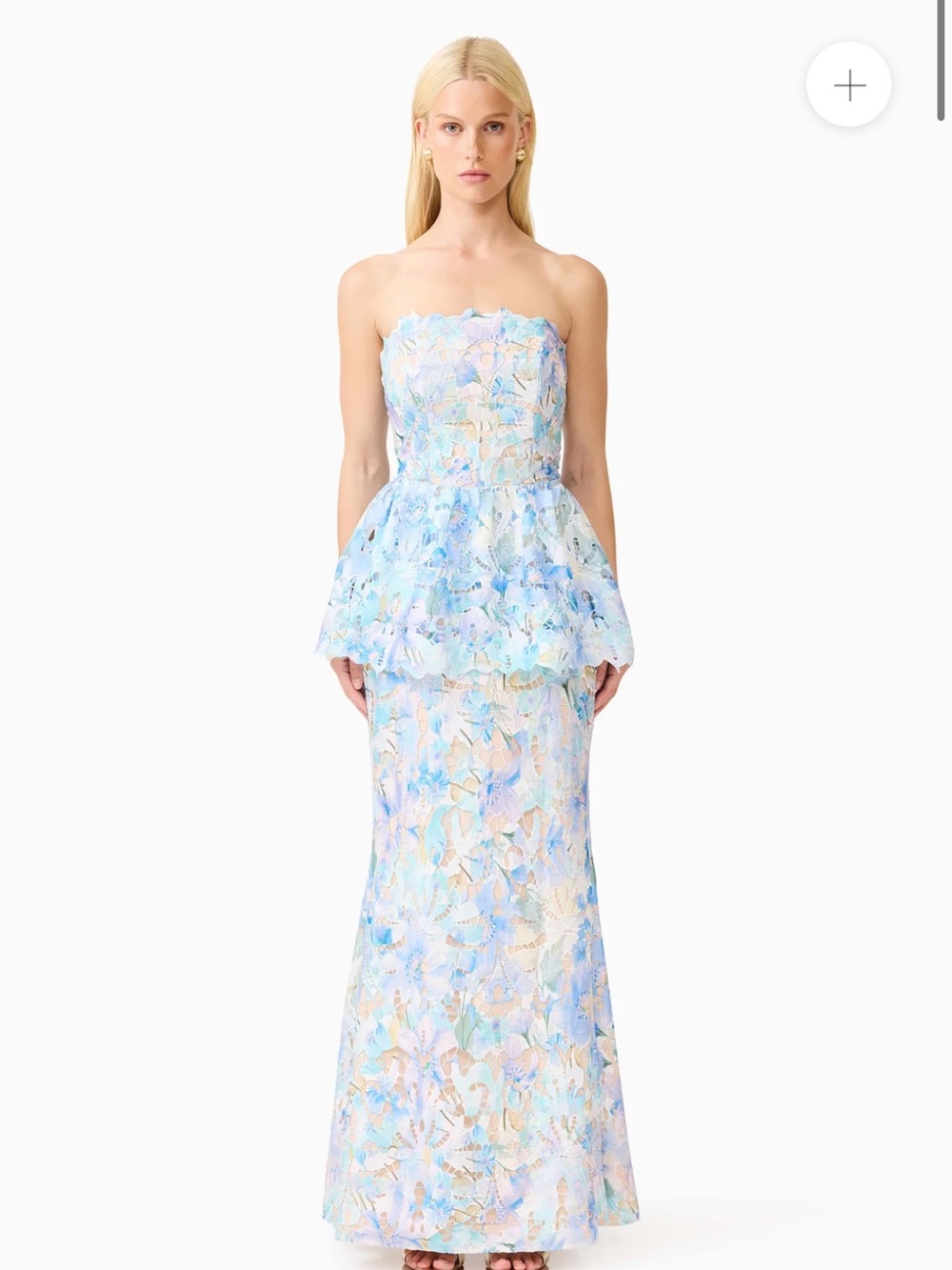Kalissa Strapless Gown in Blue Floral